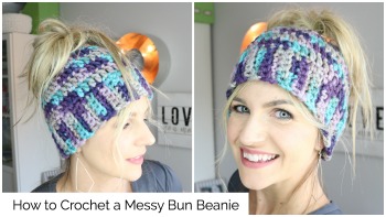 Crochet Messy Bun Hat Tutorial