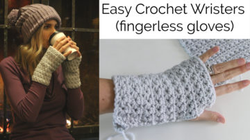 Easy beginner crochet wristers (fingerless gloves)