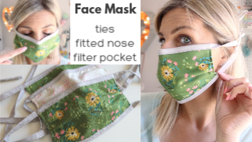 DIY Face Mask with Ties, Fitted Nose and Filter Pocket